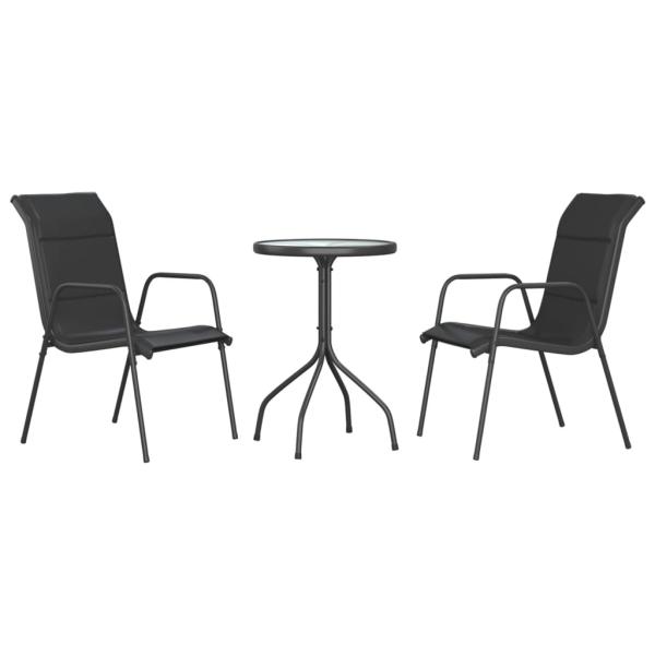 ARDEBO.de - 3-tlg. Garten-Essgruppe Schwarz Stahl