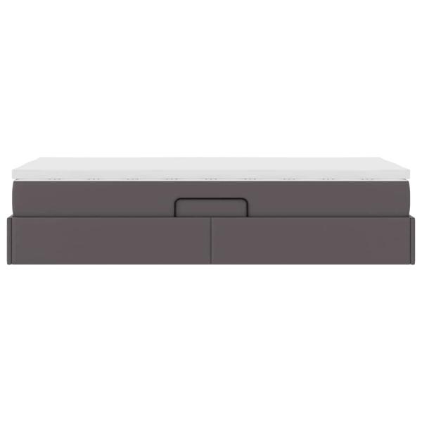 Aufbewahrungsbett mit Matratze Grau 100 x 200 cm Kunstleder