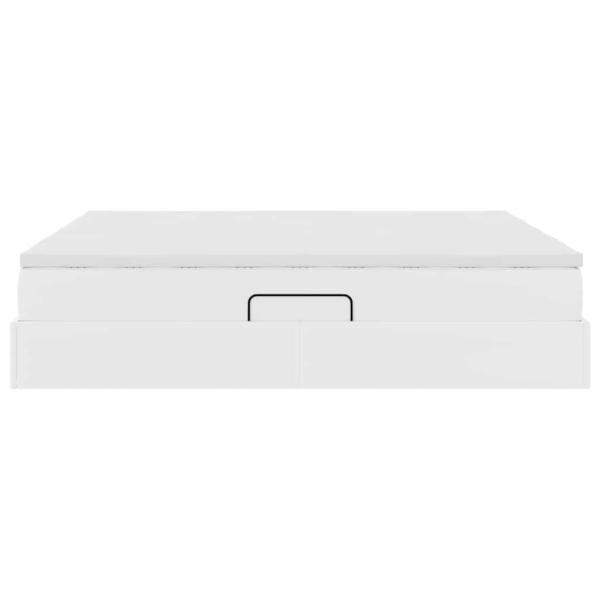Aufbewahrungsbett mit Matratze Weiß 200 x 200 cm Kunstleder