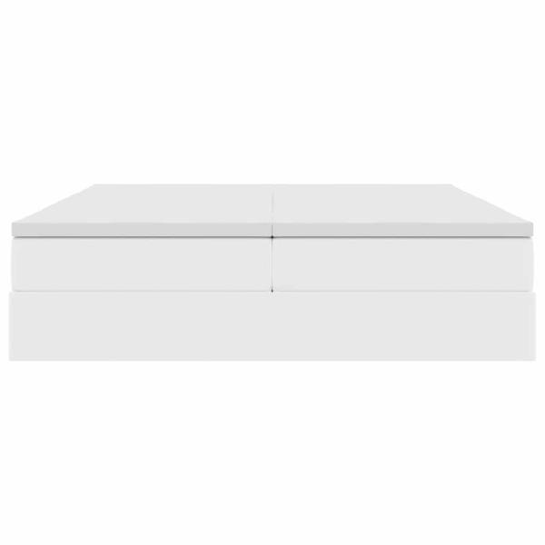 Aufbewahrungsbett mit Matratze Weiß 200 x 200 cm Kunstleder