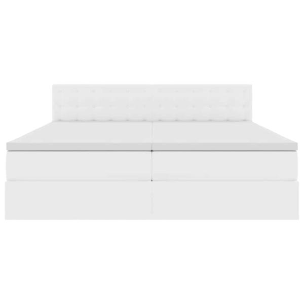 Bett mit Stauraum und LED Reinweiß 200 x 200 cm Kunstleder