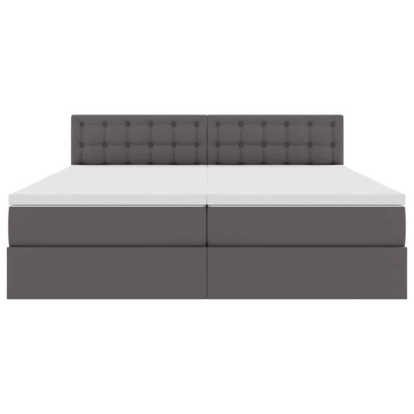 Bett mit Stauraum und LED mit LED Grau 200 x 200 cm Kunstleder