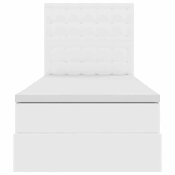 Bett mit Stauraum und LED Reinweiß 100 x 200 cm Kunstleder