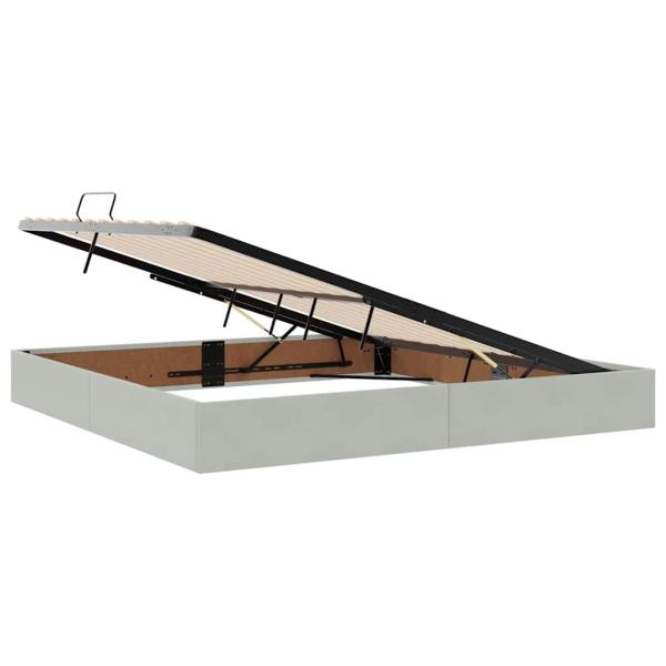 Bett mit Stauraum und LED mit LED Hellgrau 200 x 200 cm Samt