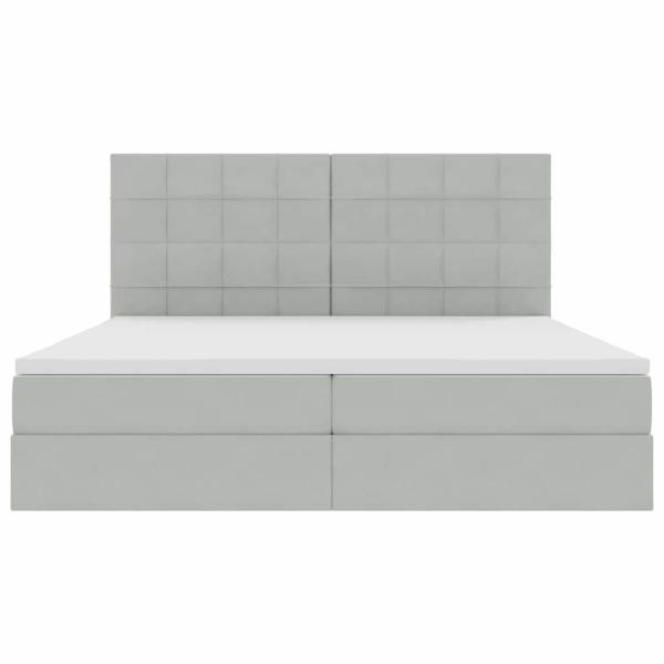 Bett mit Stauraum und LED mit LED Hellgrau 200 x 200 cm Samt
