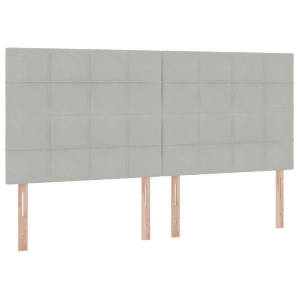 Bett mit Stauraum und LED mit LED Hellgrau 200 x 200 cm Samt