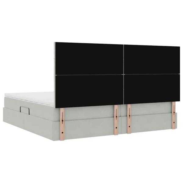 Bett mit Stauraum und LED mit LED Hellgrau 200 x 200 cm Samt