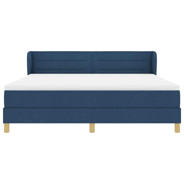 Boxspringbett mit Matratze mit Kopfteil Blau 180 x 200 cm Stoff