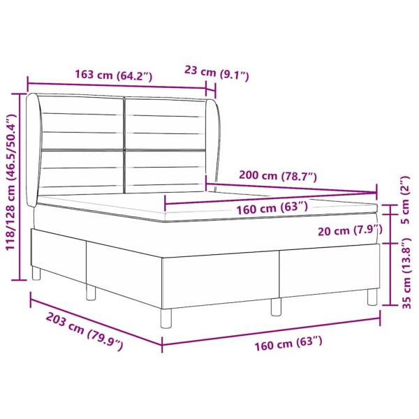 Boxspringbett mit Matratze mit Kopfteil Blau 160 x 200 cm Stoff