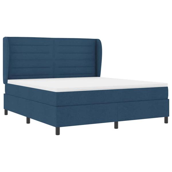 Boxspringbett mit Matratze mit Kopfteil Blau 180 x 200 cm Stoff