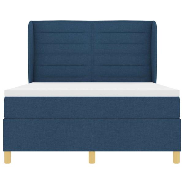 Boxspringbett mit Matratze Dunkelgrau 90x190 cm Blau Stoff