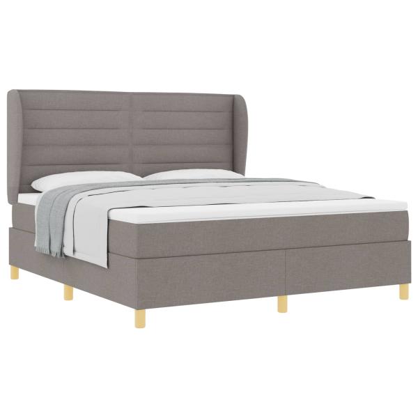 ARDEBO.de - Boxspringbett mit Matratze Dunkelgrau 90x190 cm Taupe Stoff