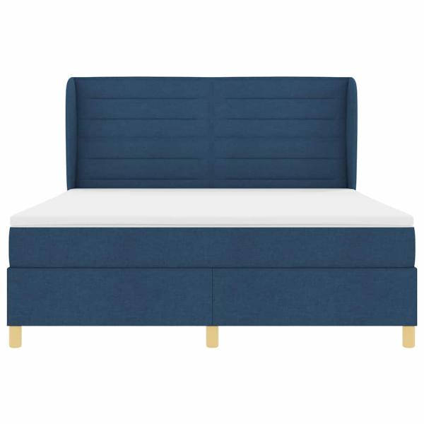 Boxspringbett mit Matratze Dunkelgrau 90x190 cm Blau Stoff