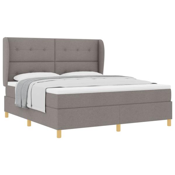 Boxspringbett mit Matratze Dunkelgrau 90x190 cm Taupe Stoff