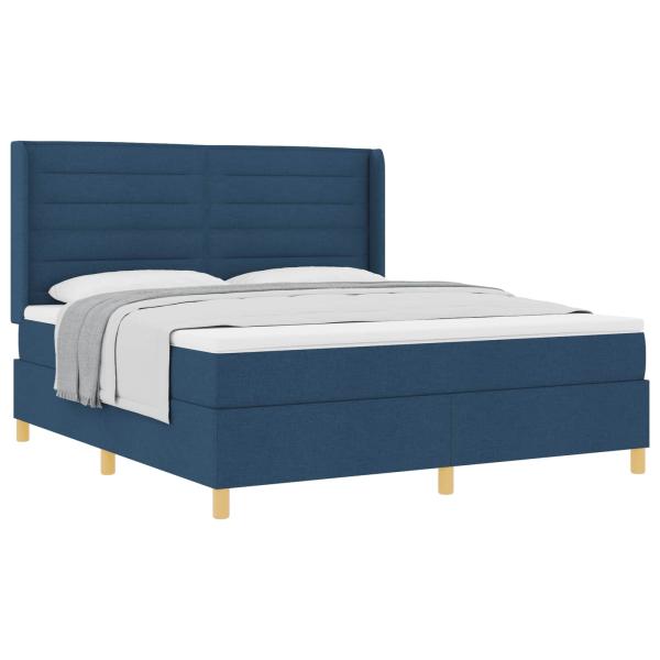 Boxspringbett mit Matratze mit Kopfteil Blau 180 x 200 cm Stoff