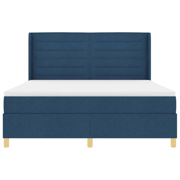 Boxspringbett mit Matratze mit Kopfteil Blau 180 x 200 cm Stoff