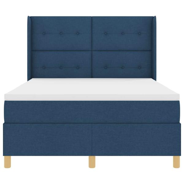 Boxspringbett mit Matratze mit Kopfteil Blau 160 x 200 cm Stoff