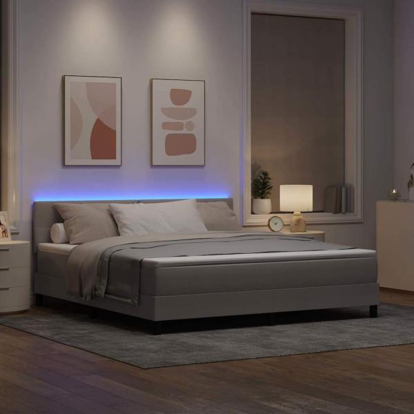 Boxspringbett mit Matratze mit LED Taupe 180 x 200 cm Stoff