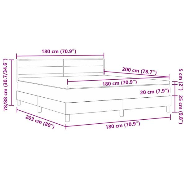 LED Boxspringbett mit Matratze mit LED Blau 180 x 200 cm Stoff