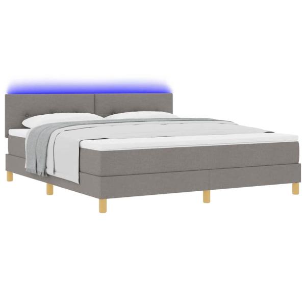 LED Boxspringbett mit Matratze mit LED Taupe 180 x 200 cm Stoff