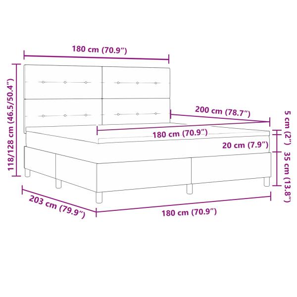 Boxspringbett mit Matratze mit LED Blau 180 x 200 cm Stoff