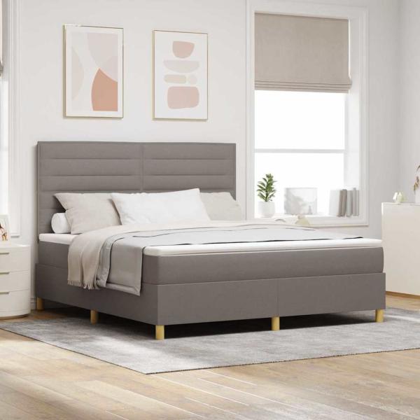 ARDEBO.de - LED Boxspringbett mit Matratze Taupe 180 x 200 cm Stoff