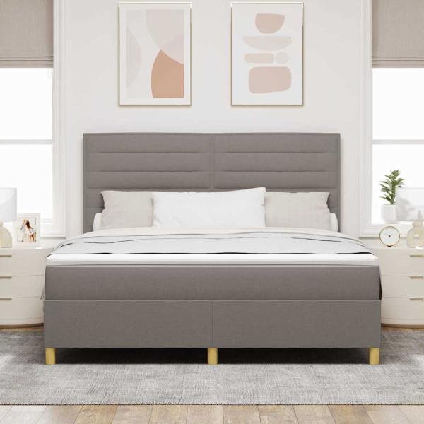 LED Boxspringbett mit Matratze Taupe 180 x 200 cm Stoff