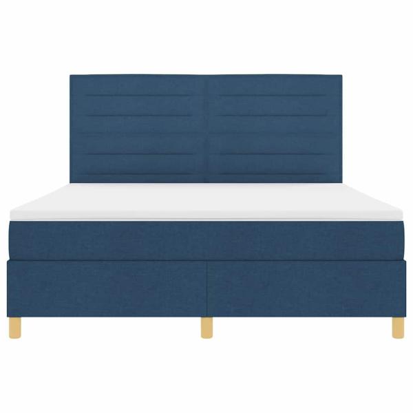 LED Boxspringbett mit Matratze Blau 180 x 200 cm Stoff