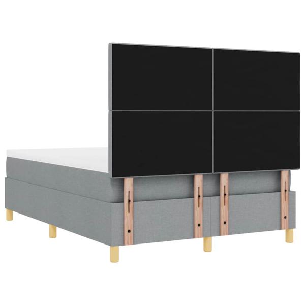 LED Boxspringbett mit Matratze Hellgrau 160 x 200 cm Stoff