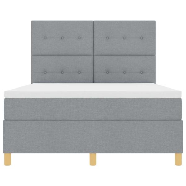 LED Boxspringbett mit Matratze Hellgrau 160 x 200 cm Stoff