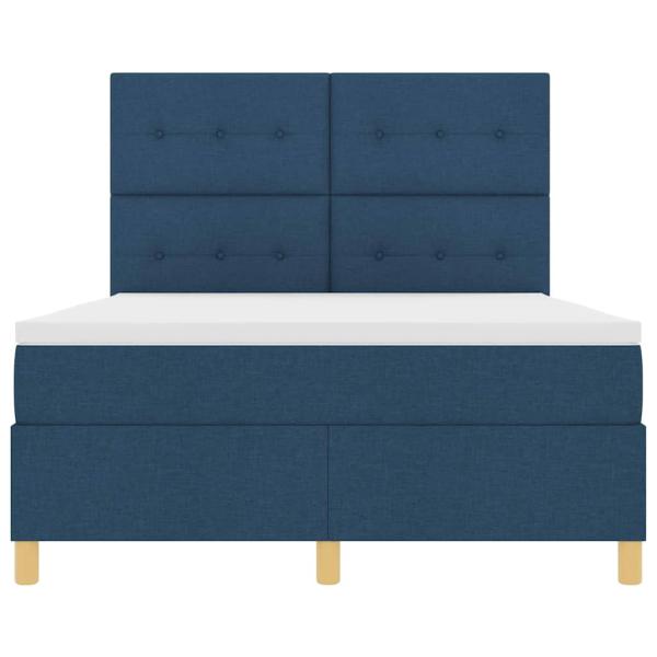LED Boxspringbett mit Matratze Blau 160 x 200 cm Stoff