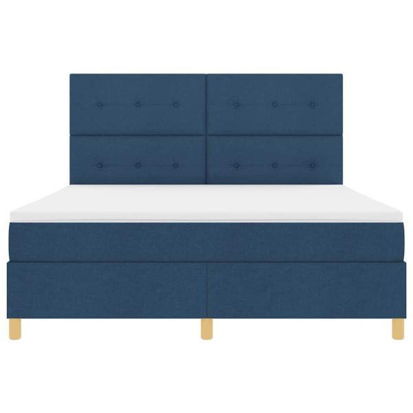 LED Boxspringbett mit Matratze Blau 180 x 200 cm Stoff