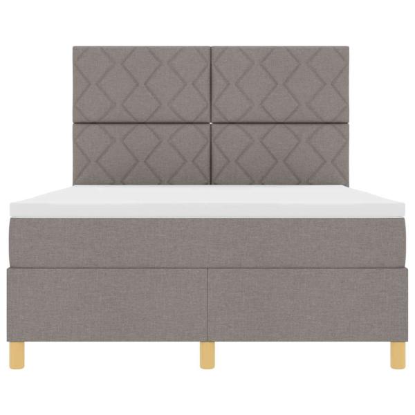 LED Boxspringbett mit Matratze Taupe 160 x 200 cm Stoff