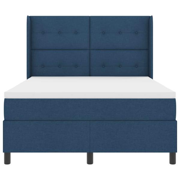 LED Boxspringbett mit Matratze Blau 160 x 200 cm Stoff