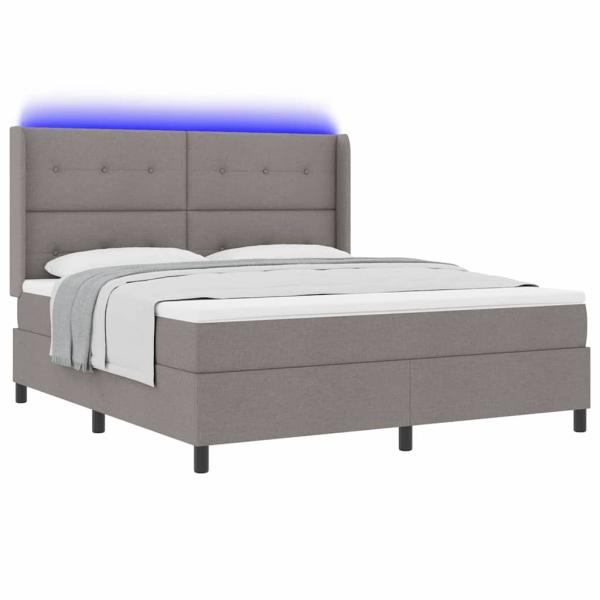 LED Boxspringbett mit Matratze Taupe 180 x 200 cm Stoff
