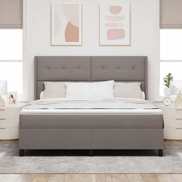 LED Boxspringbett mit Matratze Taupe 180 x 200 cm Stoff