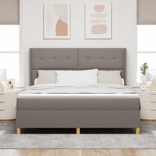 Boxspringbett mit Matratze Taupe 140 x 200 cm Stoff