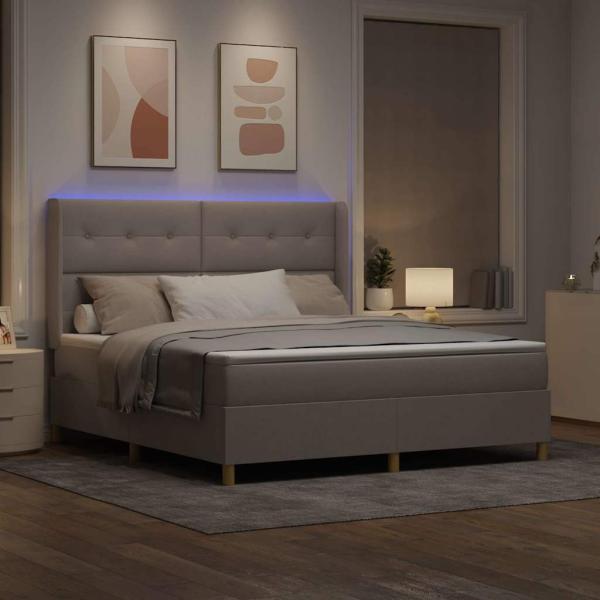 Boxspringbett mit Matratze Taupe 140 x 200 cm Stoff