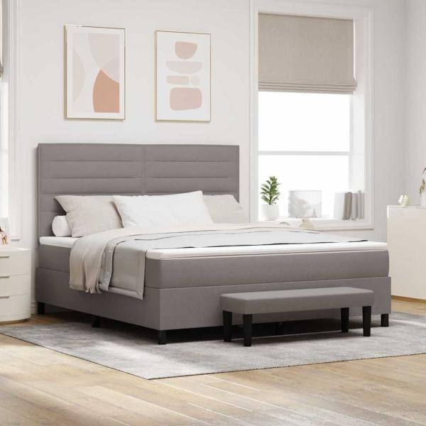 ARDEBO.de - Boxspringbett mit Matratze Taupe 180 x 200 cm Stoff