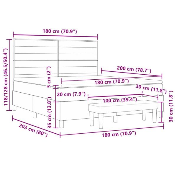 Boxspringbett mit Matratze Taupe 180 x 200 cm Stoff