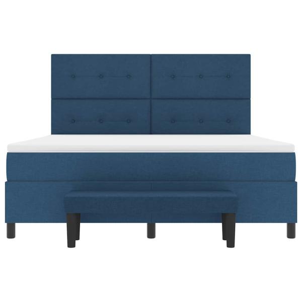 Boxspringbett mit Matratze mit Kopfteil Blau 180 x 200 cm Stoff