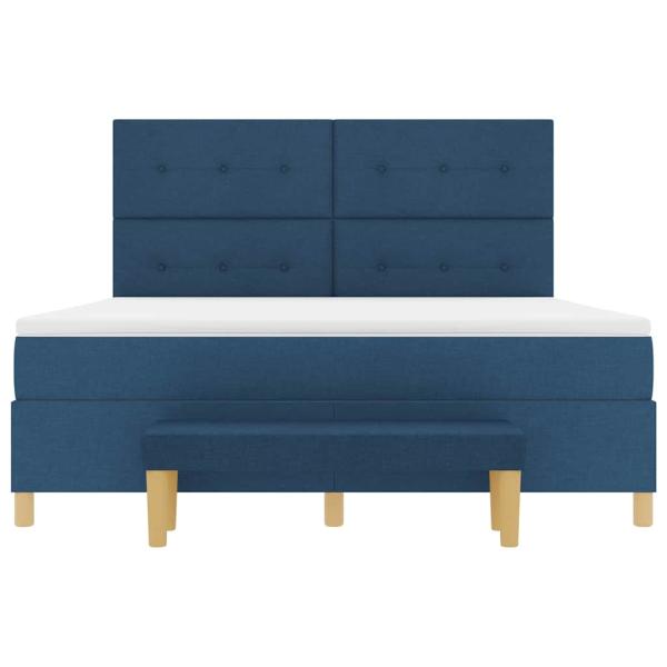 Boxspringbett mit Matratze mit Kopfteil Blau 180 x 200 cm Stoff