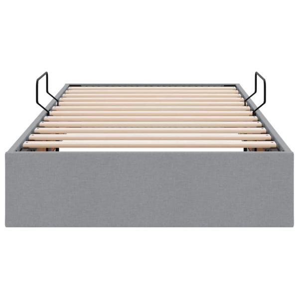 Aufbewahrungsbett mit Matratze Hellgrau 90 x 190 cm Stoff