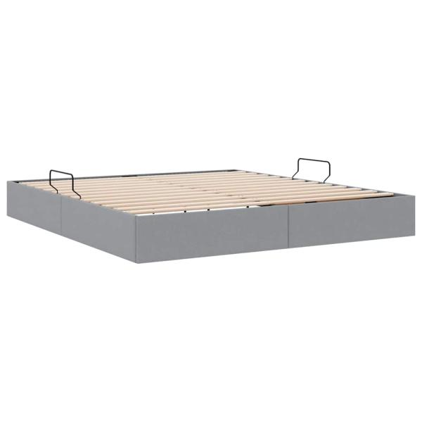 Aufbewahrungsbett mit Speicher Hellgrau 180 x 200 cm Stoff