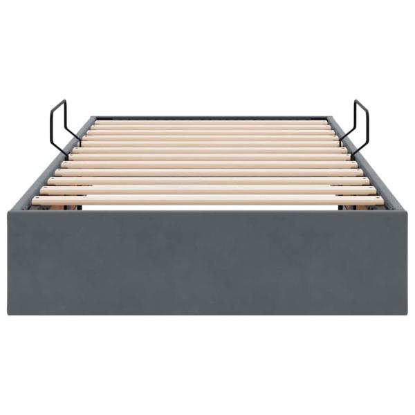 Aufbewahrungsbett mit Matratze Dunkelgrau 90 x 190 cm Samt