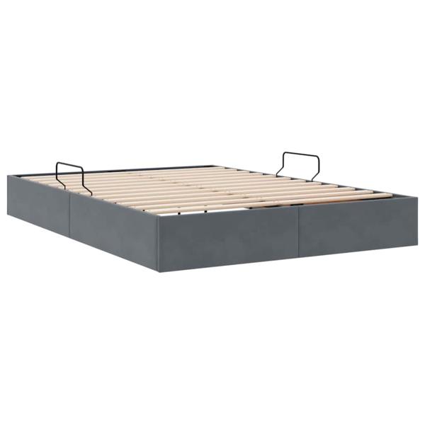 ARDEBO.de - Aufbewahrungsbett mit Matratze Dunkelgrau 135 x 190 cm Samt