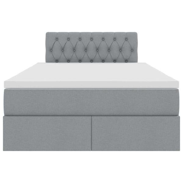 Bett mit Stauraum und LED mit LED Hellgrau 120 x 190 cm Stoff