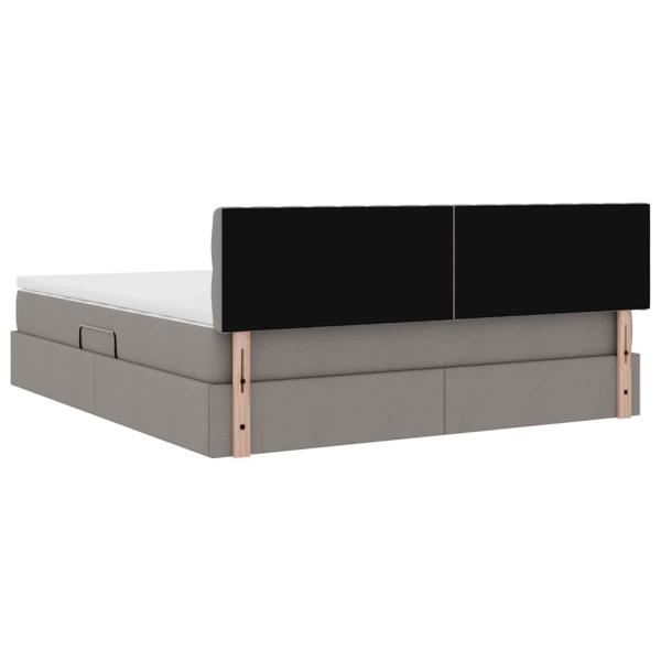 Bett mit Stauraum und LED mit Matratze Taupe 180 x 200 cm Stoff