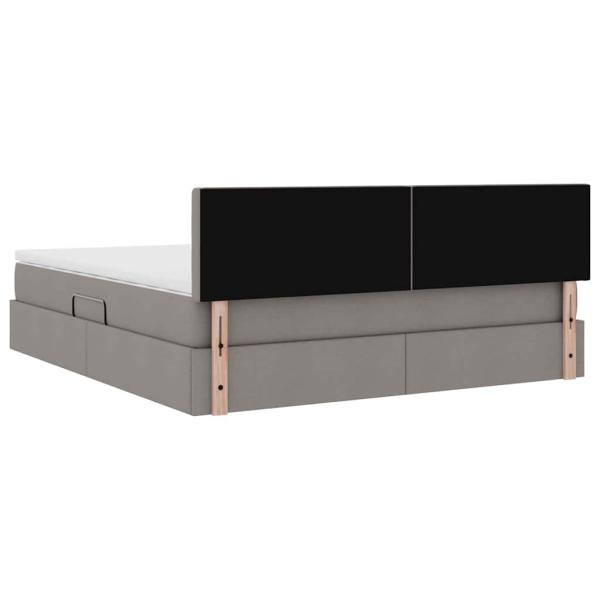 Bett mit Stauraum und LED mit Matratze Taupe 180 x 200 cm Stoff
