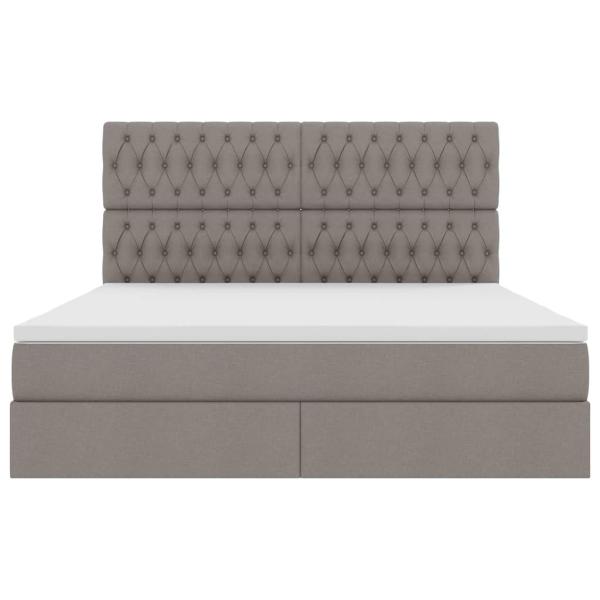 Aufbewahrungsbett mit Matratze Taupe 160 x 200 cm Polyester